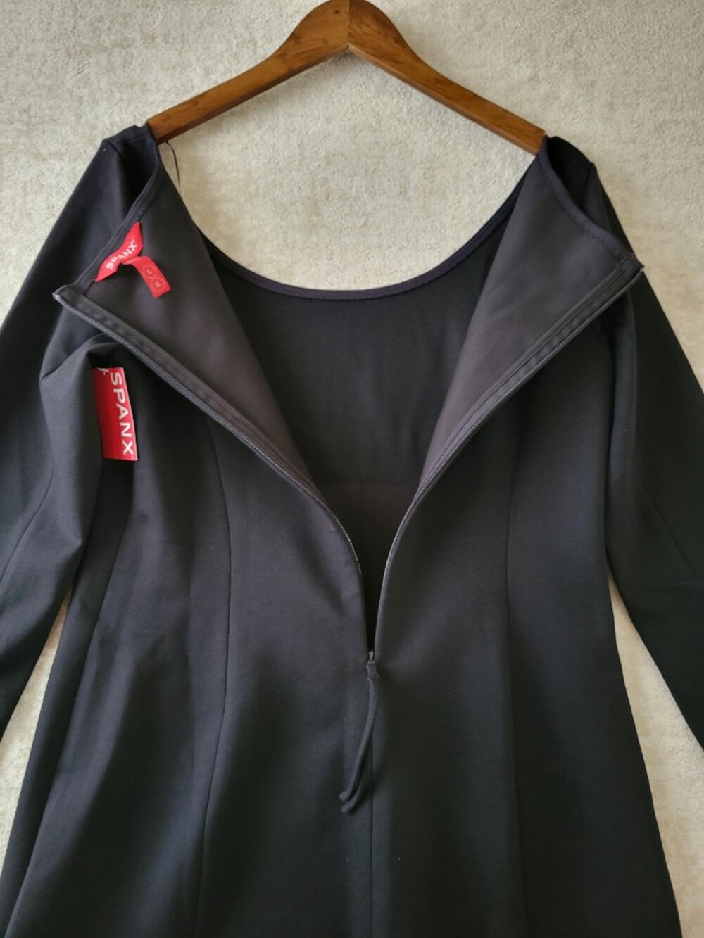 SPANX Ballet Ponte Mini Dress Large Womens Black Flared Skirt Long Sleeve NWT - Picture 15 of 15